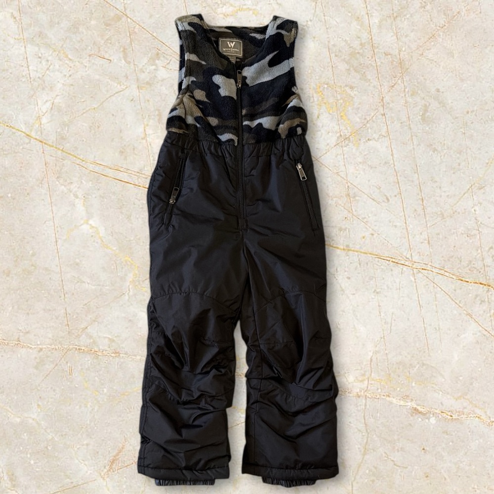 White Sierra Todder’s Black Snow Bib with Camouflage Upper Fleece (4T)